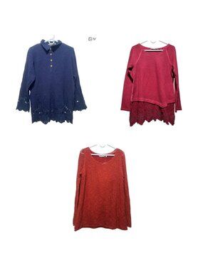 Soft Surroundings Set of 3 Gauze Tunic Tops Medium Lagenlook Coastal Bohemian